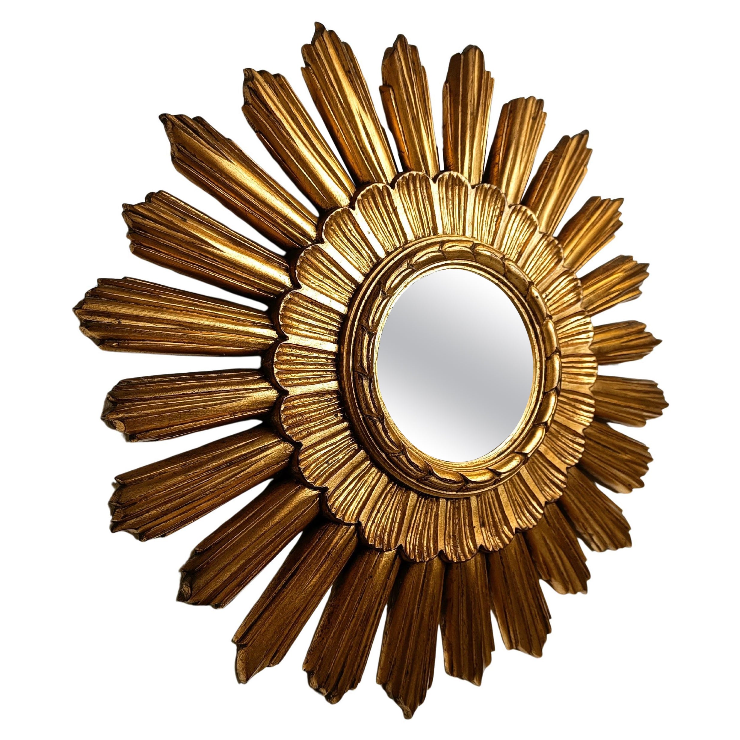 Goldener Spiegel mit Sonnenschliff, 1960er Jahre