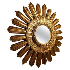 Espejo dorado sunburst vintage, años 60