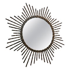 Vintage metal sunburst mirror 1970s