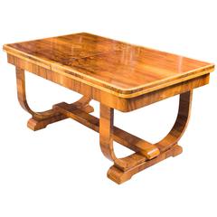 Antique Art Deco Burr Walnut Dining Table, circa 1930