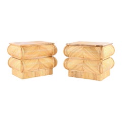 Pair of rattan bedside tables