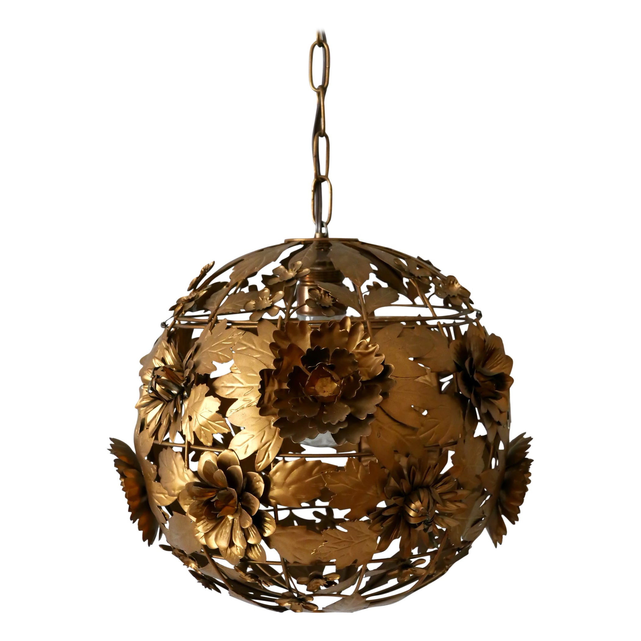 Rare & Gorgeous Mid-Century Modern Metal Floral Pendant Lamp, Germany, 1960s