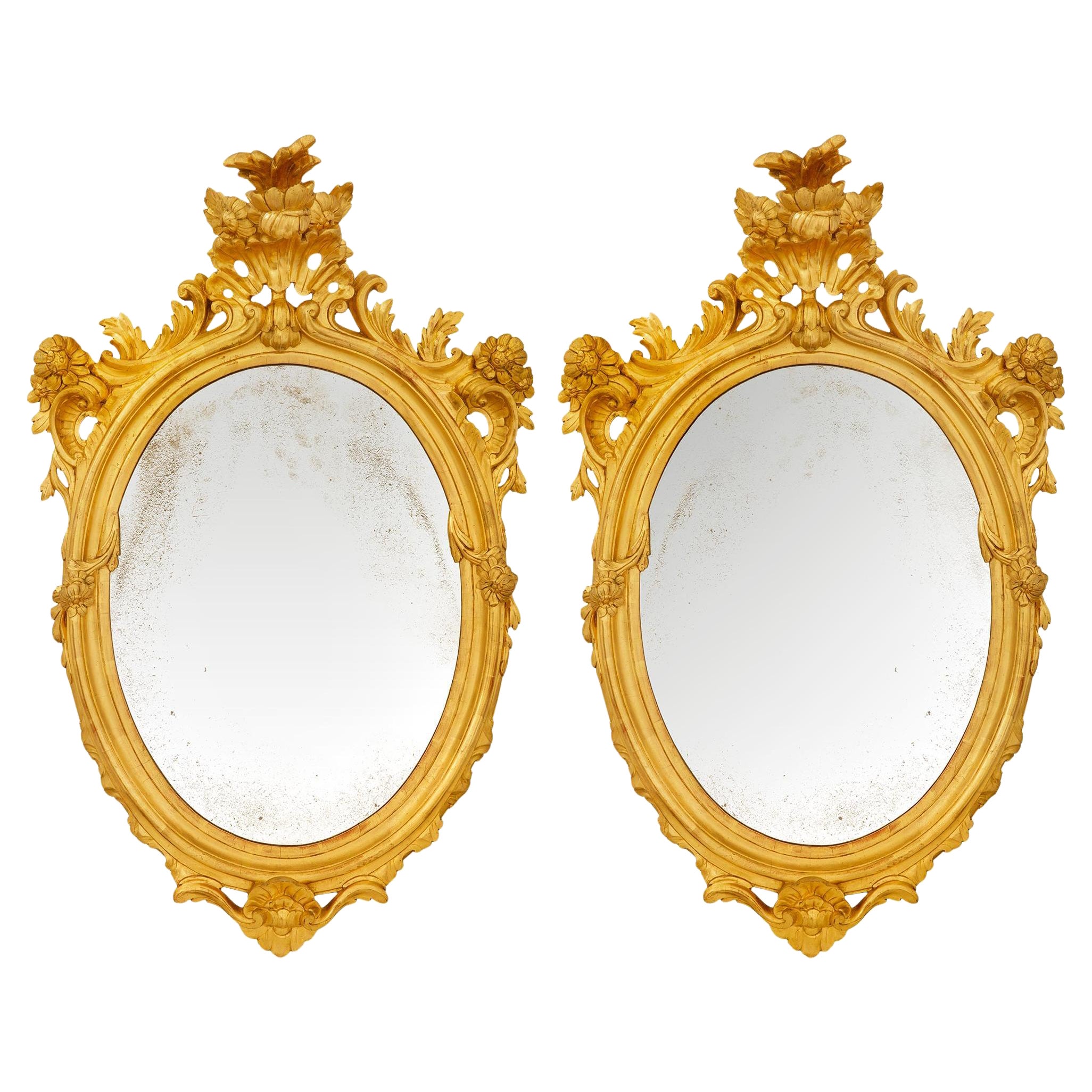 Paar italienische Barockspiegel aus St. Giltwood des 19.