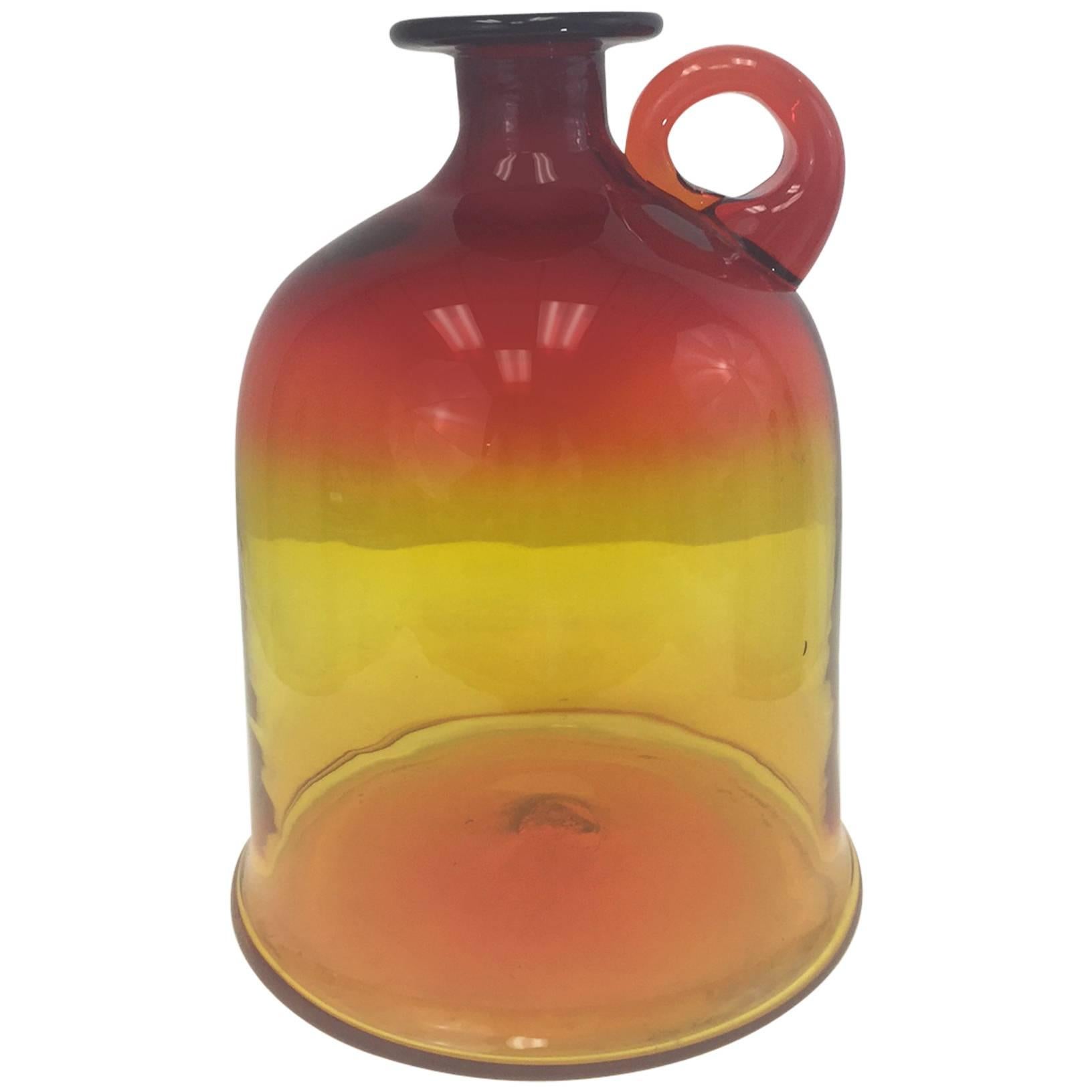 Large Amberina Blown Glass Jug by Blenko For Sale