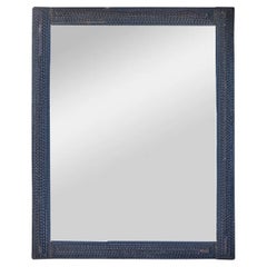 Early 20th Century French Tramp Art Hand-Carved Mirror in Dark Finish