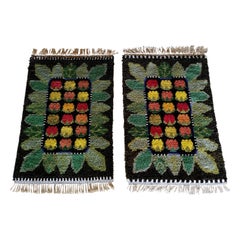 A set of 1950s Swedish Rya Wool Rugs Pure wool in MINT condition, colors intact