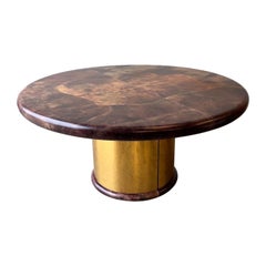 Aldo Tura Goatskin and Brass Dining Table, Italy 1960s