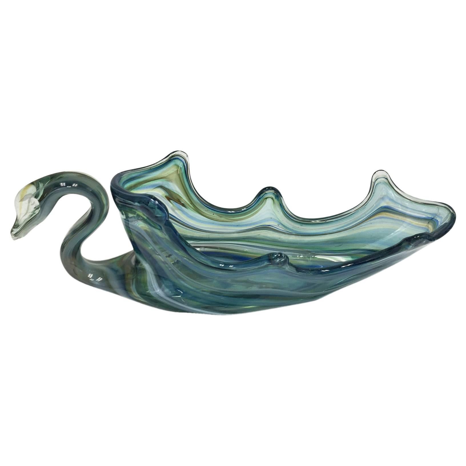 Rare Swan Shaped Murano Centerpiece Bowl For Sale