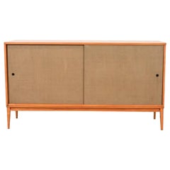 Paul McCobb Planner Group Solid Birch Sliding Door Credenza, Newly Refinished