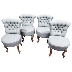 Set of Four Petite Italian Tufted Side Chairs