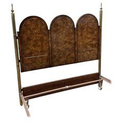 Mastercraft Burled Amboyna and Brass Queen Headboard