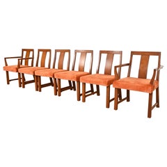 Edward Wormley for Dunbar Mid-Century Modern Sculpted Walnut Dining Chairs