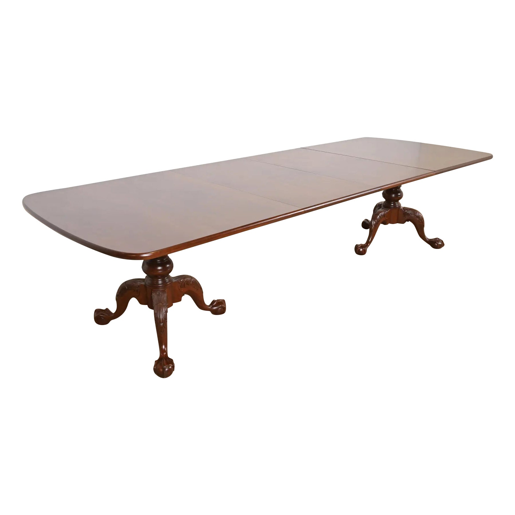 Henredon Georgian Mahogany Double Pedestal Extension Dining Table, Refinished
