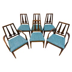 Vintage Mid-Century Modern Brasilia Style Walnut Dining Chairs - Set of 6