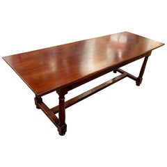 Mesa de Comedor Rectangular de Estilo Clásico de 1850 en Madera Maciza