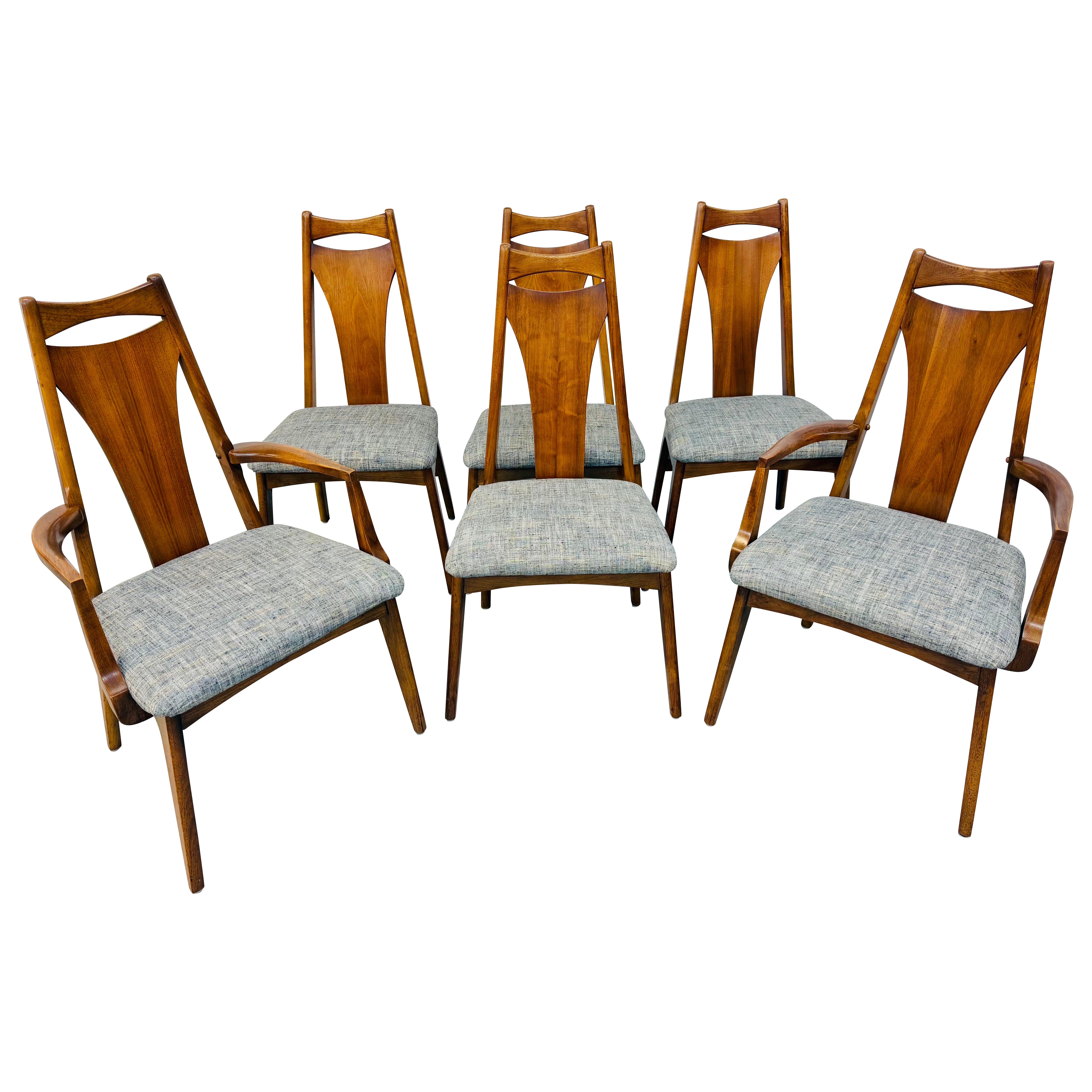 Mid-Century Modern Young Manufacturing Walnut Dining Chairs - Set of 6