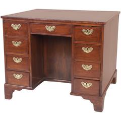 Antique Rare Form English Mahogany Queen Anne Style Partners Desk