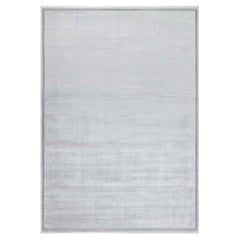 Modern Cloud Blue Silk Rug with Metal Chain Border by Doris Leslie Blau