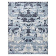 Alfombra moderna de lana Braque Abstract Geometric Azul y Gris por Doris Leslie Blau