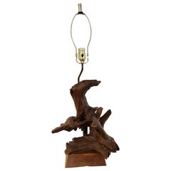 Lampada da tavolo in legno driftwood del metà del secolo scorso