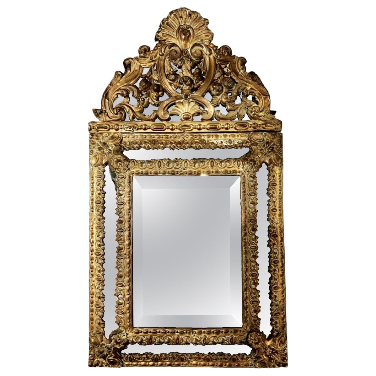 19th Century Diminutive Dutch Brass Mirror