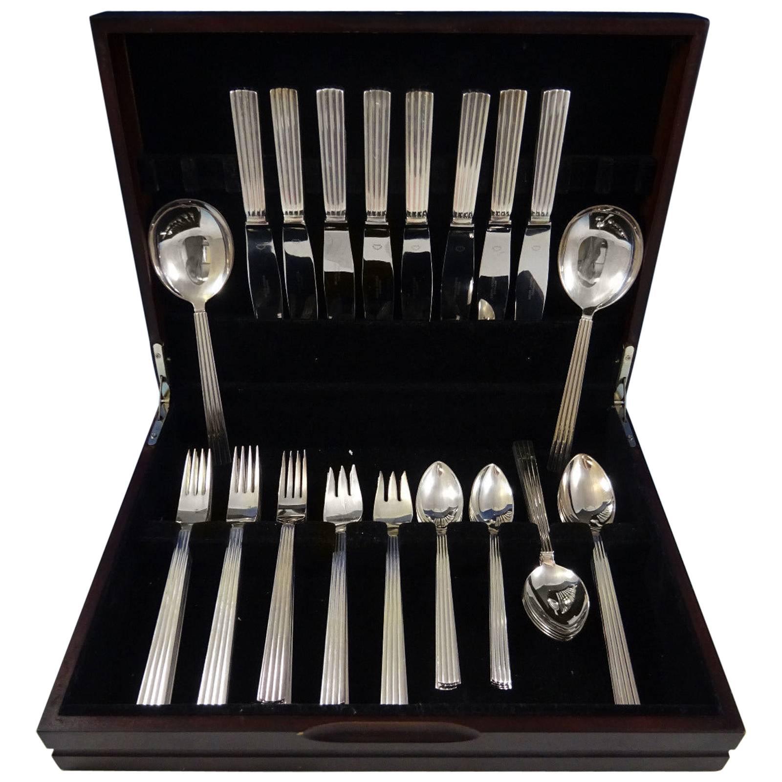 Bernadotte by Georg Jensen Silverplated Flatware Set 8 Service Dinner 50 Pcs