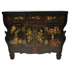 Coréen noir peint à la main Style autel Sideboard Cabinet Console Table Credenza