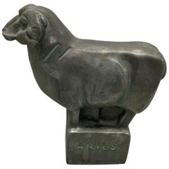 Zodiac-Skulptur „Aires“ aus Messing von Fred Press, Mid-Century