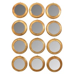 Set of 12 Vintage Round Gilt Italian Mirrors, Priced Each
