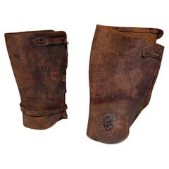 Vintage Horse-Riding Military Chaps Distressed Leather