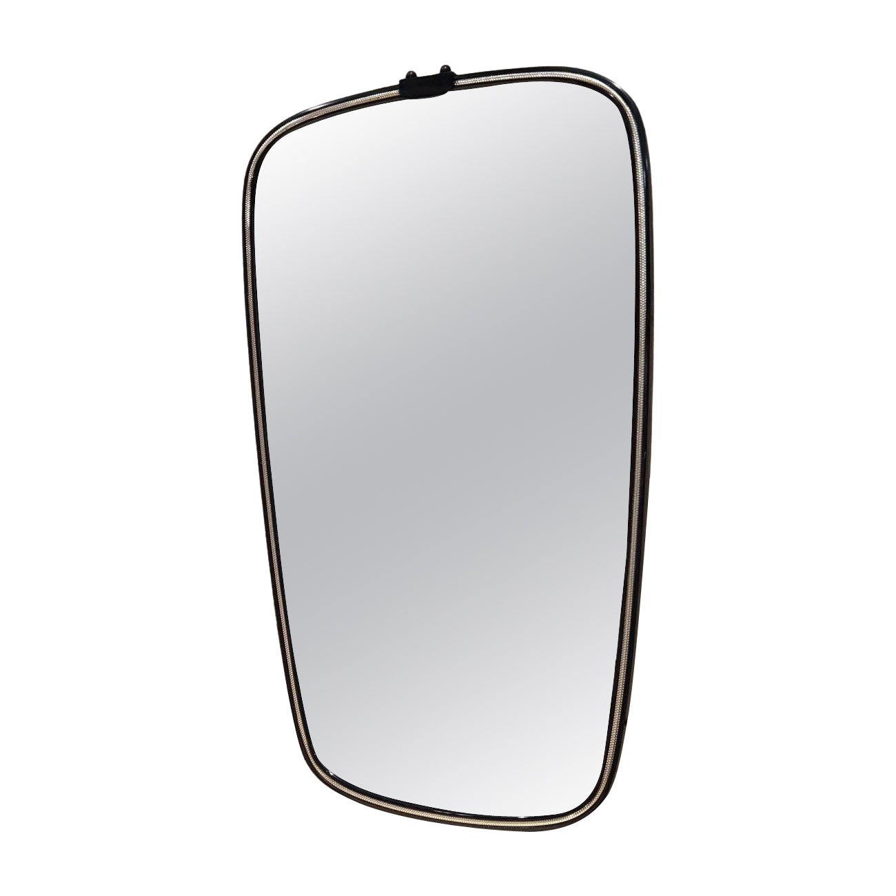 French Art Deco Black Wall Mirror Silver Leaf For Sale
