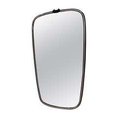 French Art Deco Black Wall Mirror Silver Leaf