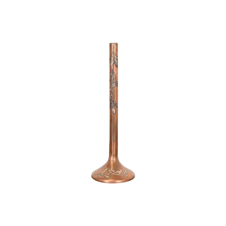 Heintz Arts & Crafts Sterling Silver on Bronze Tall Bud Vase