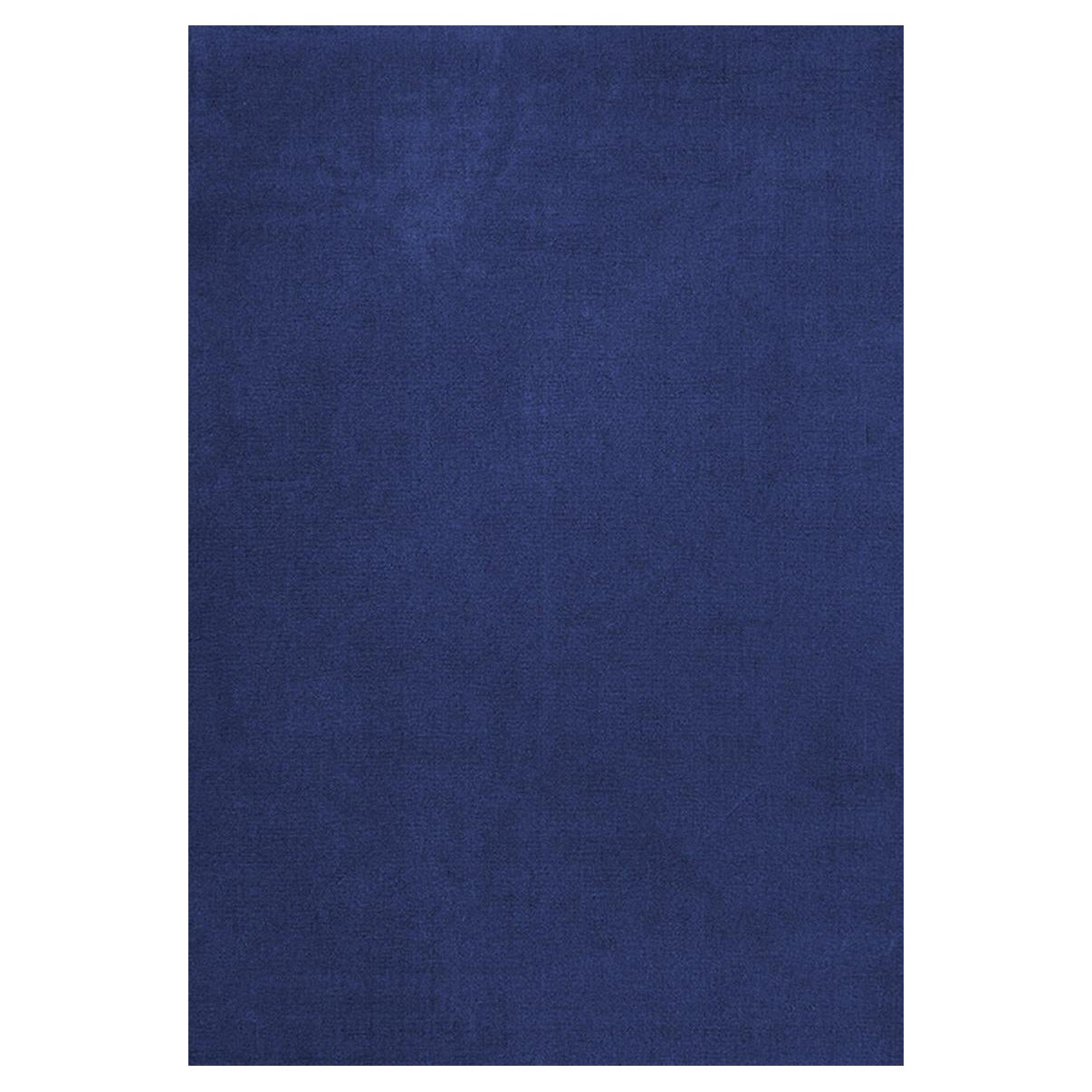 Classic Solid Wool Rug Blue Foncé