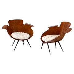Paire de chaises longues rares, modèle 126, attribuée à Eugenio Gerli, 1958