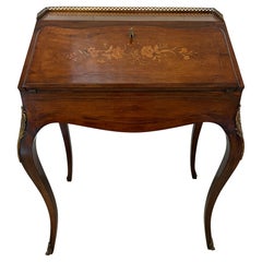Antique Victorian French Quality Rosewood Marquetry Inlaid Bureau