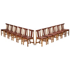 Knud Hansen for Søren Willadsen Danish Dining Chairs in Leather and Elm
