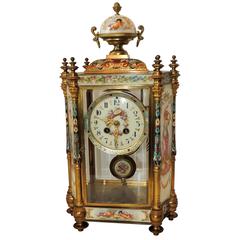 Fine French 19th Century Louis XVI Enameled Ormolu Bronze SèVres Mantle Clock