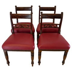 Ensemble de 4 chaises de salle à manger anciennes en acajou de qualité George III