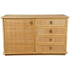 Wicker and Bamboo Dresser in a Modern Campaign Style
