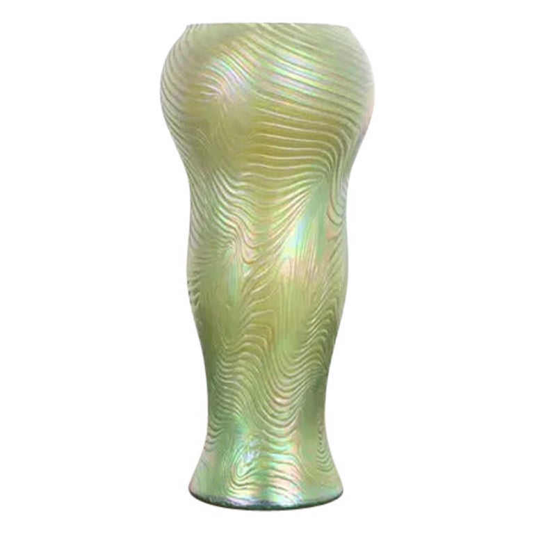 Jugendstilvase aus schillerndem Kunstglas von Josef Rindskopf, ca. 1890er Jahre