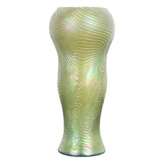 Jugendstilvase aus schillerndem Kunstglas von Josef Rindskopf, ca. 1890er Jahre