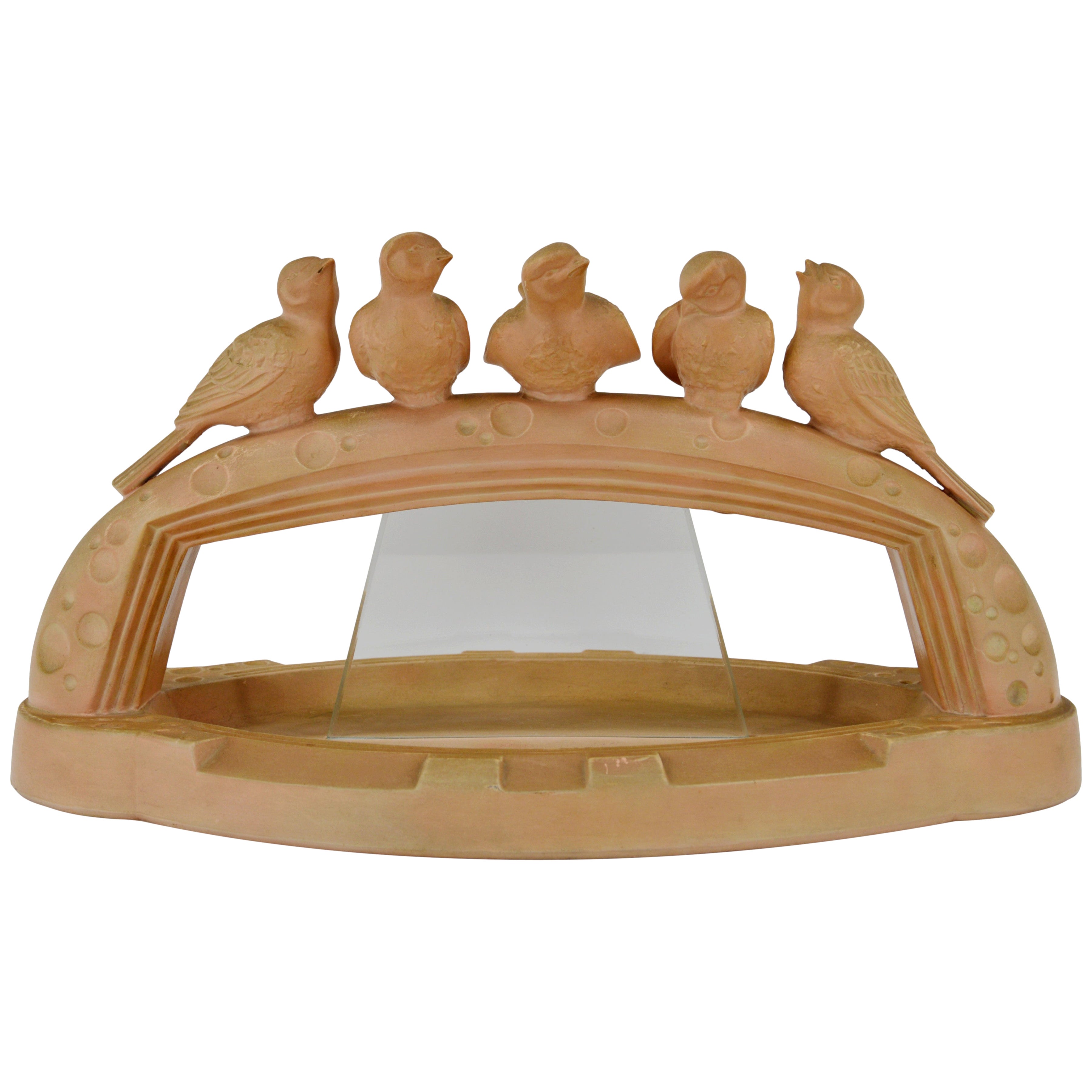 French Art Deco Terra Cotta Swallows Centerpiece, 1920 For Sale