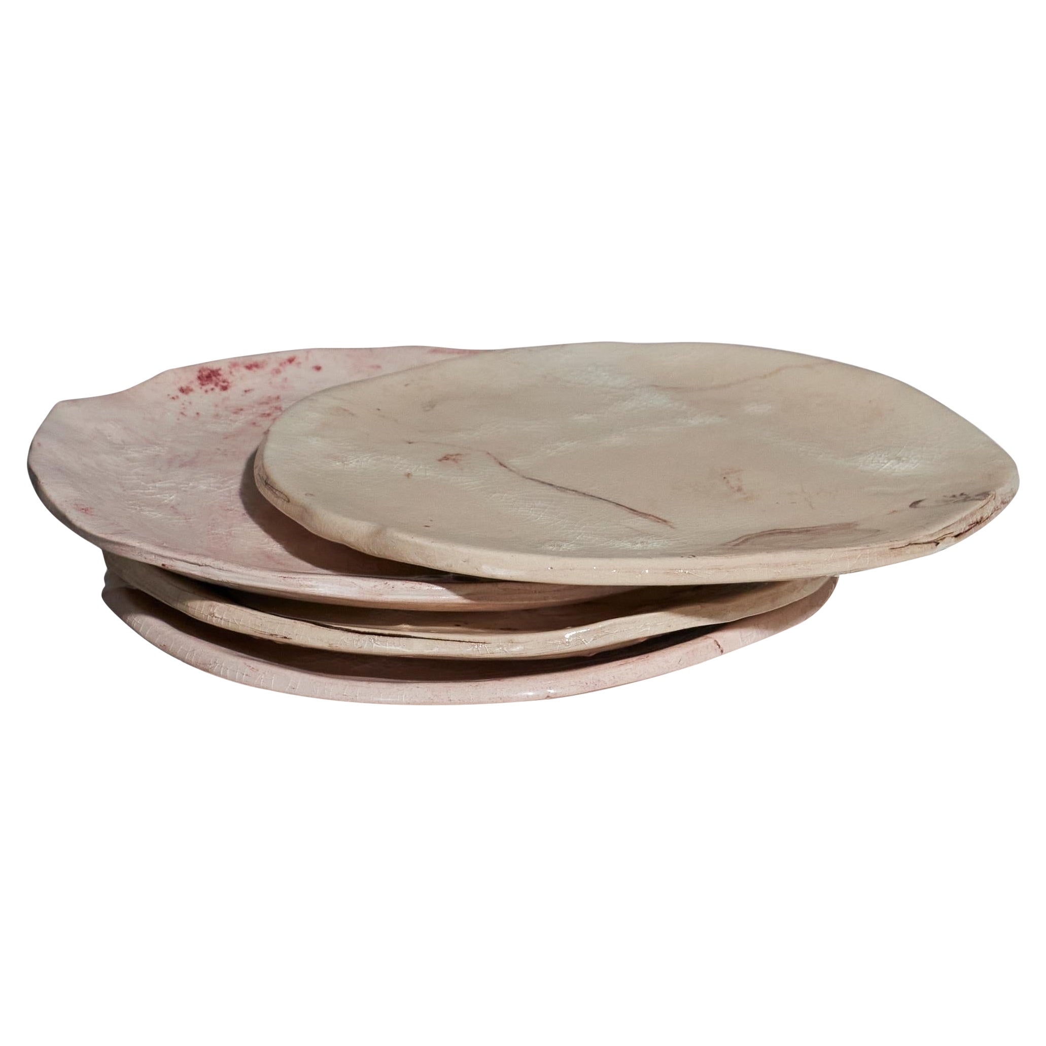 Set di 4 piatti da dessert in ceramica smaltata