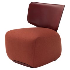 Contemporary Lounge Chair 'NOA' Roter Stoff und Cuoio Leder