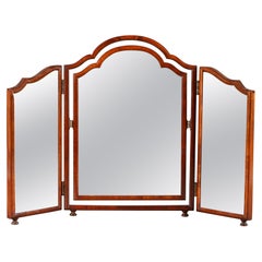 A 1920s Triptych Walnut Dressing Table Mirror