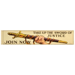 Affiche de recrutement d'origine de la Première Guerre mondiale « Take Up The Sword Of Justice »
