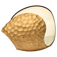 Planet in Cut Gold, a handblown glass & 23 carat sculpture by Lena Bergström