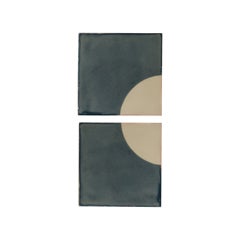 Tiles Moon Blue Ceramic Decorative Wall Lamp by Violaine d'Harcourt