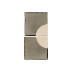 Tiles Moon Grey Ceramic Decorative Wall Lamp by Violaine d'Harcourt